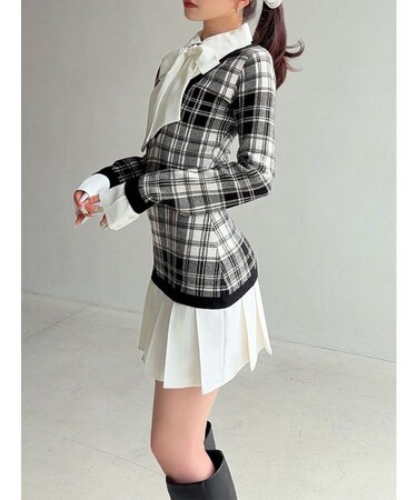 シャツドッキングニットワンピース