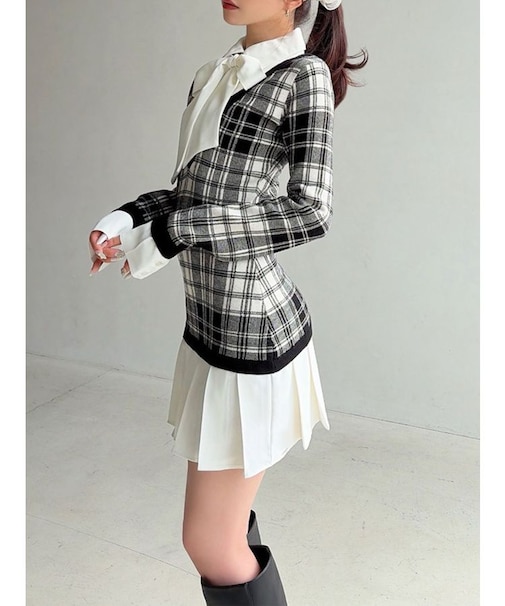 シャツドッキングニットワンピース