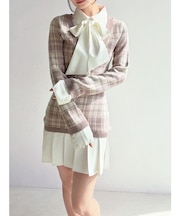 シャツドッキングニットワンピース