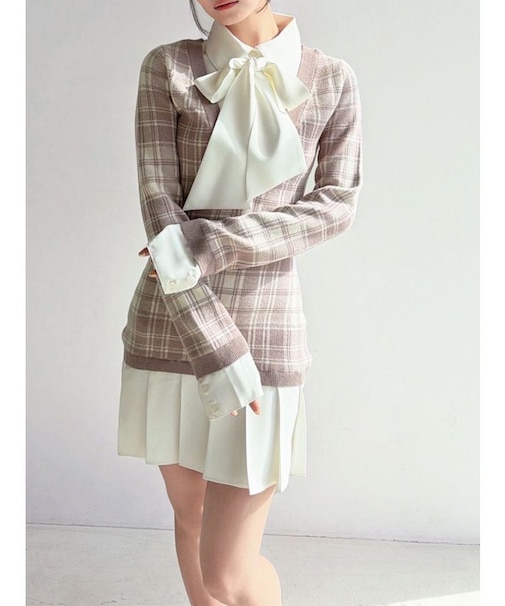 シャツドッキングニットワンピース