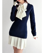 シャツドッキングニットワンピース