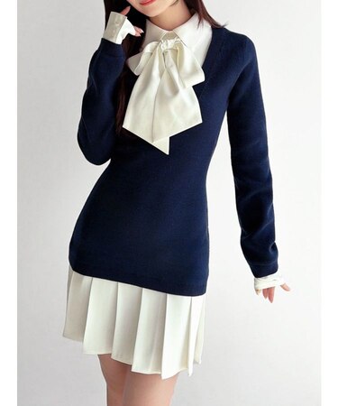 シャツドッキングニットワンピース