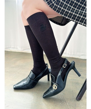 【RESEXXY×靴下屋】刺繍ラメリブハイソックス