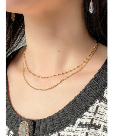 メタルボール2連ネックレス