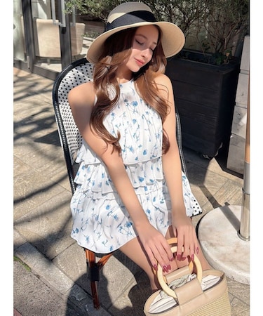 【memorif.】フラワーアメスリラッフルチュニック【セットアップ着用可能】