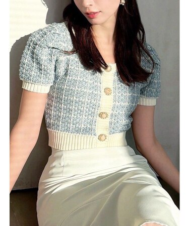 バイカラーニットトップス