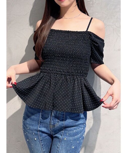 オフショルシャーリングチュニック