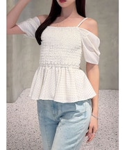 オフショルシャーリングチュニック