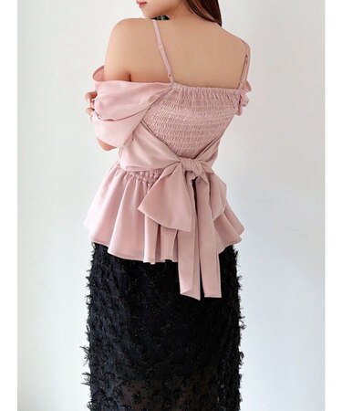 オフショルシャーリングチュニック