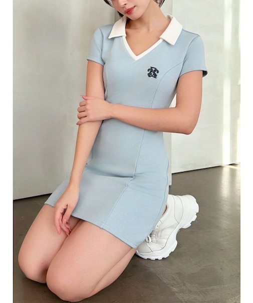 バックオープンポロワンピース