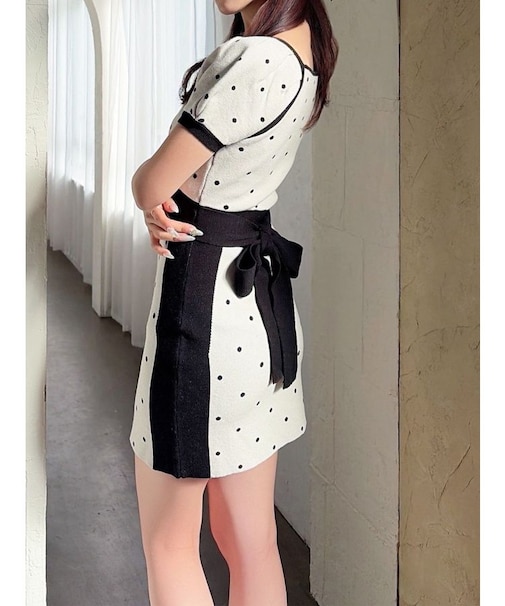 ドットミニニットタイトワンピース