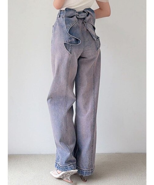 バックリボンデニムパンツ