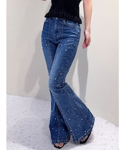 ラインストーンデニムパンツ