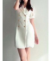 レースアップスリーブシアーワンピース