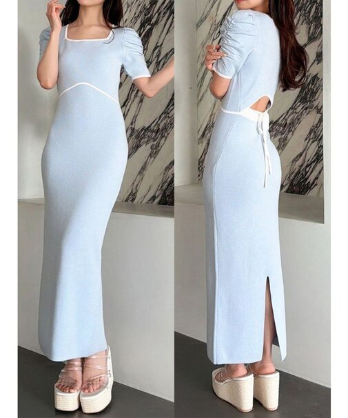 バイカラータイトワンピース