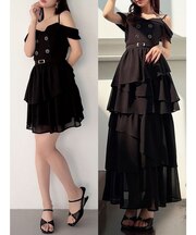 2WAYオフショルドッキングワンピース