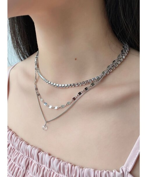 多連チェーンポイントストーンネックレス