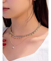 多連チェーンポイントストーンネックレス