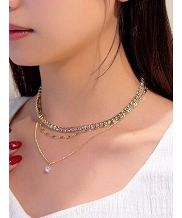 多連チェーンポイントストーンネックレス