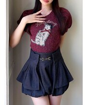 キャットデザインニットトップス