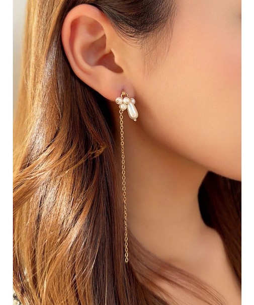 クラスターパールロングピアス