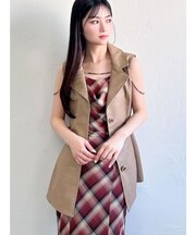 ウエストシェイプ合皮ジレ