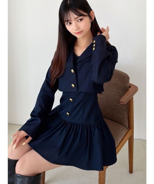 レイヤードジャケットワンピース