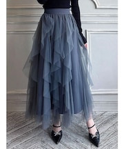 ラッフルチュールロングスカート