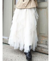 ラッフルチュールロングスカート
