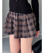 チェックミニフレアスカート【セットアップ着用可能】