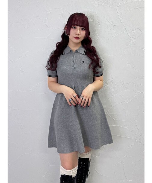ニットポロミニワンピース