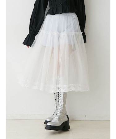 レイヤードチュールスカート