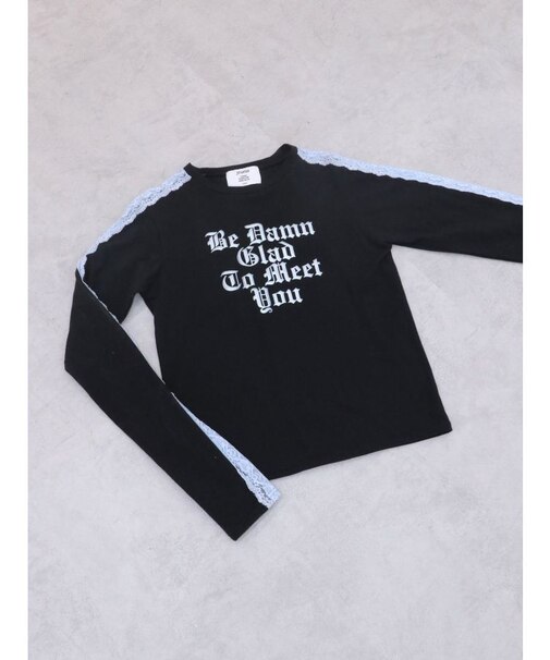 シャイニーロゴレースライントップス