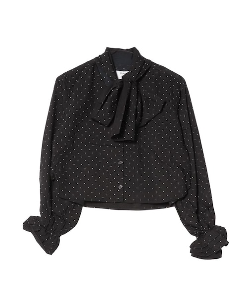 スリーブフリルビッグボウタイブラウス