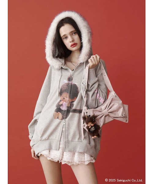 モンチッチ jouetie コラボ ファードッキングZIPフーディ パーカー monchhichi×jouetie】ファードッキングZIPフーディ｜ジュエティ