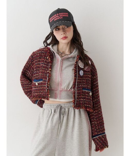 【PosTokyo】ノーカラーツイードジャケット