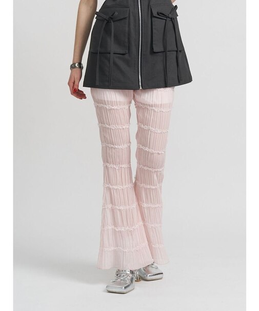 シアーギャザーフレアパンツ