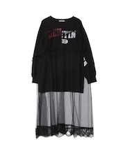 チュールレイヤードロングワンピース