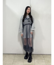 チュールレイヤードロングワンピース