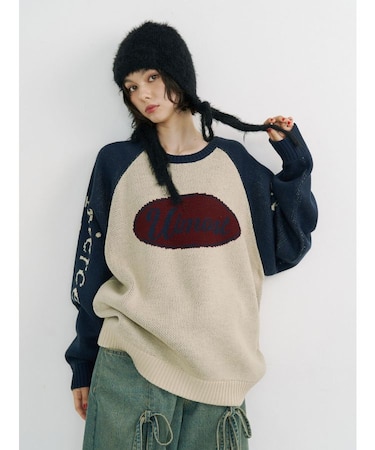 ラグランロゴルーズニット