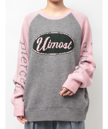 ラグランロゴルーズニット