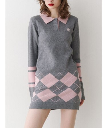 ニットポロフィットミニワンピース