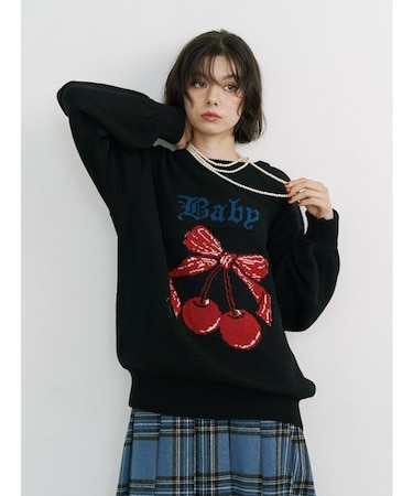 ジャガードチェリールーズニット