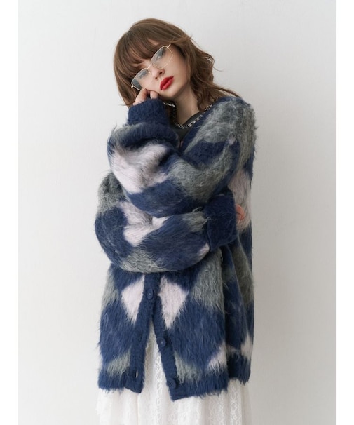 パターンモヘアライクルーズカーデ