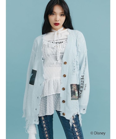 【ディズニーコレクション】ダメージルーズニットカーデ