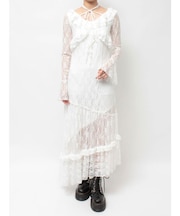 ラッフルフリルレースロングワンピース