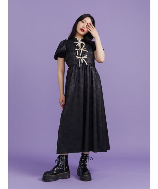 チャイナリボンロングワンピース