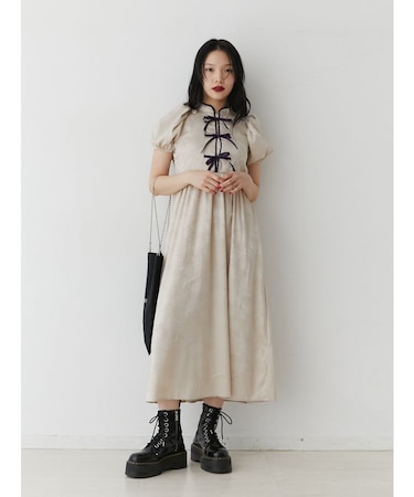 チャイナリボンロングワンピース