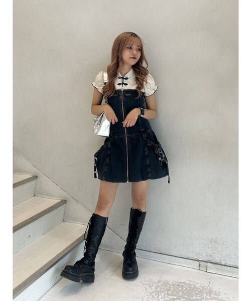 フロントZIPデニムミニジャンスカ｜ジュエティの通販｜&mall
