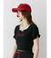 レースネックロゴパフTシャツ